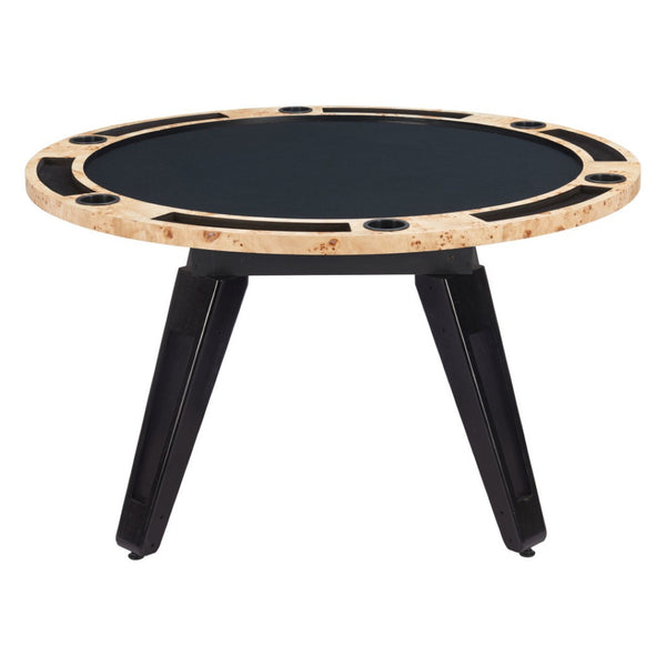 HomeRoots 54" Convertible Game and Dining Table in Natural Burl & Black - Perfect for Game Nights and Dining! 572220