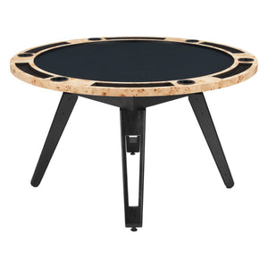HomeRoots 54" Convertible Game and Dining Table in Natural Burl & Black - Perfect for Game Nights and Dining! 572220