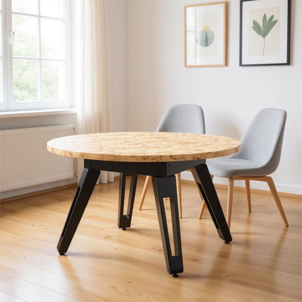HomeRoots 54" Convertible Game and Dining Table in Natural Burl & Black - Perfect for Game Nights and Dining! 572220