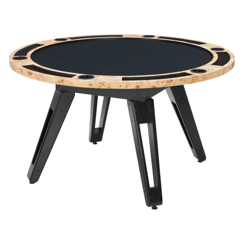 HomeRoots 54" Convertible Game and Dining Table in Natural Burl & Black - Perfect for Game Nights and Dining! 572220
