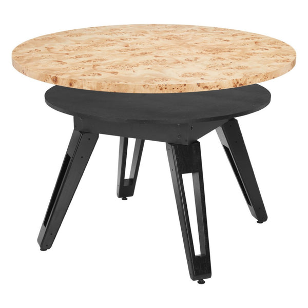 HomeRoots 54" Convertible Game and Dining Table in Natural Burl & Black - Perfect for Game Nights and Dining! 572220
