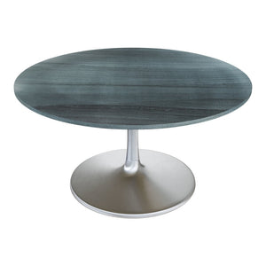 HomeRoots 60" Gray Marble Round Dining Table with Silver Aluminum Pedestal Base for Modern Elegance & Comfort 572221