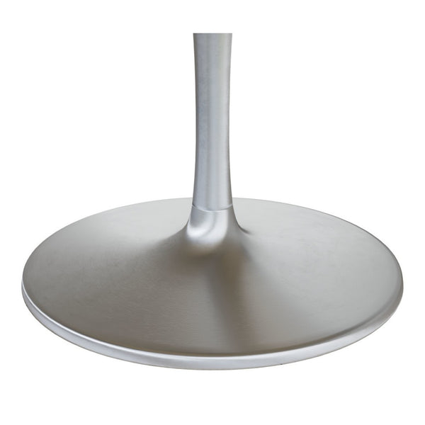 HomeRoots 60" Gray Marble Round Dining Table with Silver Aluminum Pedestal Base for Modern Elegance & Comfort 572221