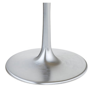 HomeRoots 48" Contemporary Gray and Silver Marble Dining Table with Sleek Aluminum Pedestal Base for 4 572222