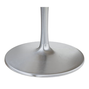 HomeRoots 60" Gray Marble Round Dining Table with Silver Aluminum Pedestal Base for Modern Elegance & Style 572223