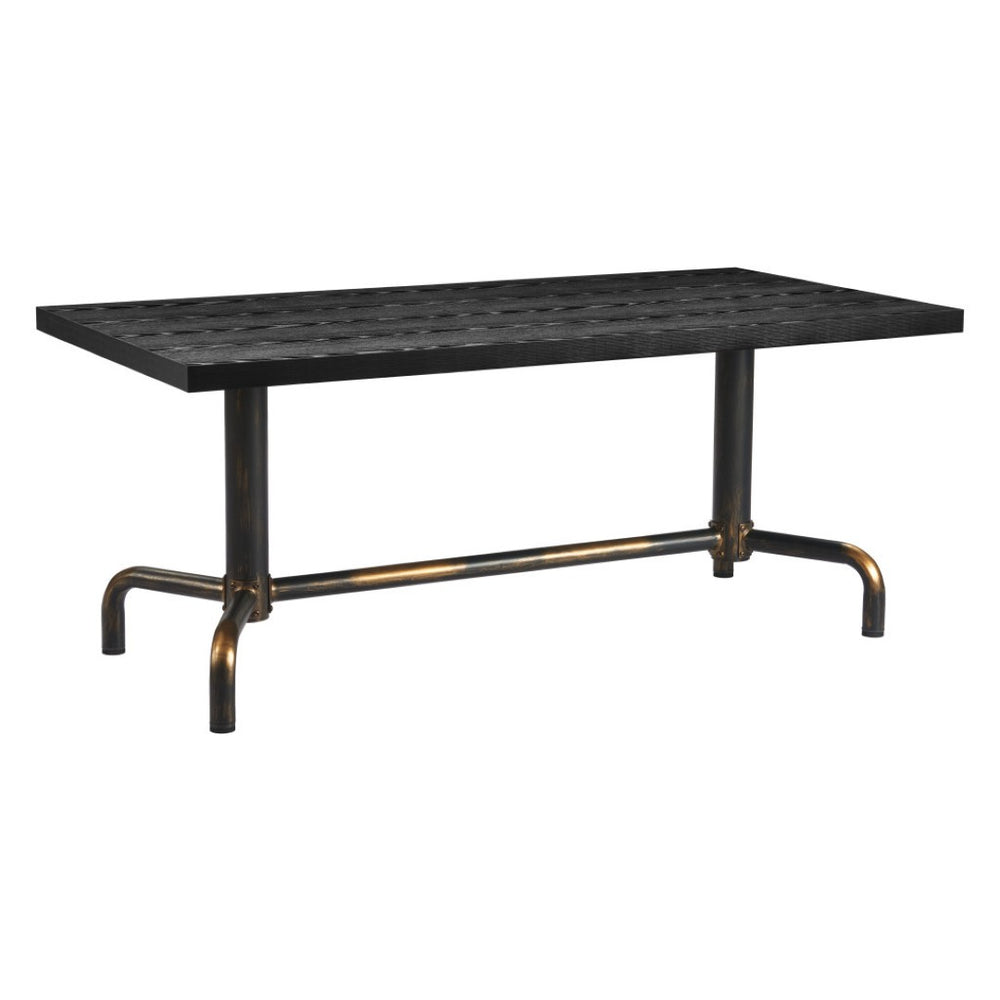 HomeRoots 71" Black and Gold Trestle Dining Table – Stylish Modern Design for Dining, Workspace & Entertaining 572225