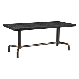 HomeRoots 71" Black and Gold Trestle Dining Table – Stylish Modern Design for Dining, Workspace & Entertaining 572225