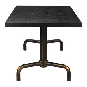 HomeRoots 71" Black and Gold Trestle Dining Table – Stylish Modern Design for Dining, Workspace & Entertaining 572225