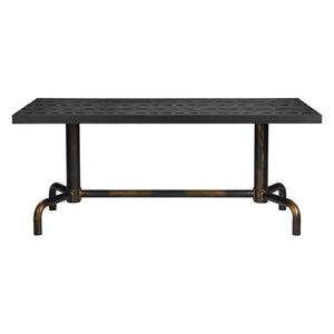 HomeRoots 71" Black and Gold Trestle Dining Table – Stylish Modern Design for Dining, Workspace & Entertaining 572225