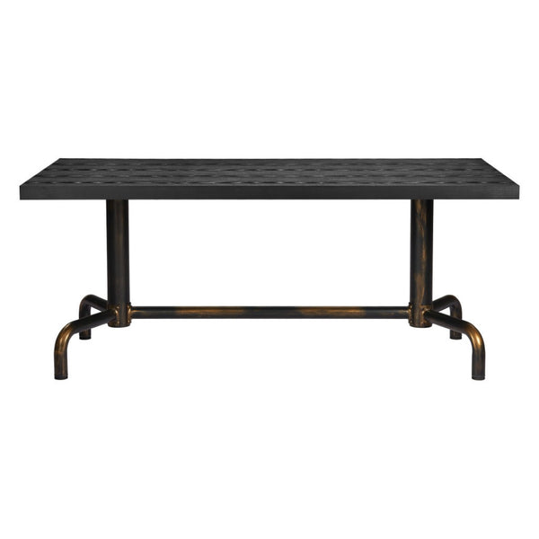 HomeRoots 71" Black and Gold Trestle Dining Table – Stylish Modern Design for Dining, Workspace & Entertaining 572225