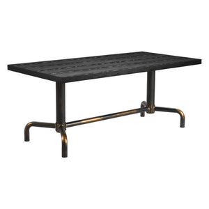 HomeRoots 71" Black and Gold Trestle Dining Table – Stylish Modern Design for Dining, Workspace & Entertaining 572225