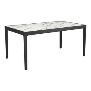 HomeRoots 65" Modern Two-Tone Faux Marble and Solid Wood Dining Table for Stylish Meals and Versatile Use 572229