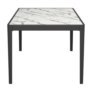 HomeRoots 65" Modern Two-Tone Faux Marble and Solid Wood Dining Table for Stylish Meals and Versatile Use 572229