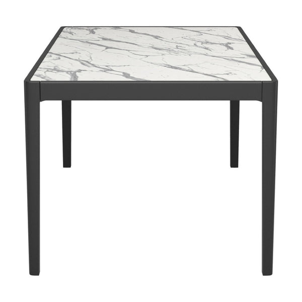 HomeRoots 65" Modern Two-Tone Faux Marble and Solid Wood Dining Table for Stylish Meals and Versatile Use 572229