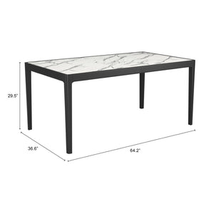 HomeRoots 65" Modern Two-Tone Faux Marble and Solid Wood Dining Table for Stylish Meals and Versatile Use 572229