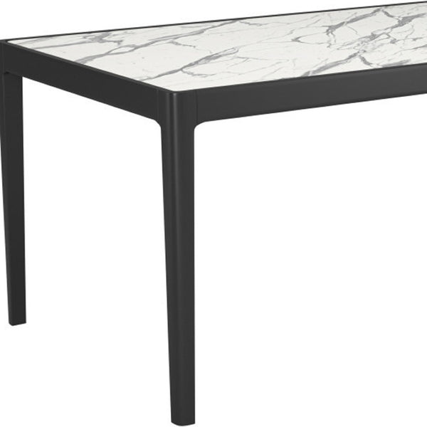 HomeRoots 65" Modern Two-Tone Faux Marble and Solid Wood Dining Table for Stylish Meals and Versatile Use 572229