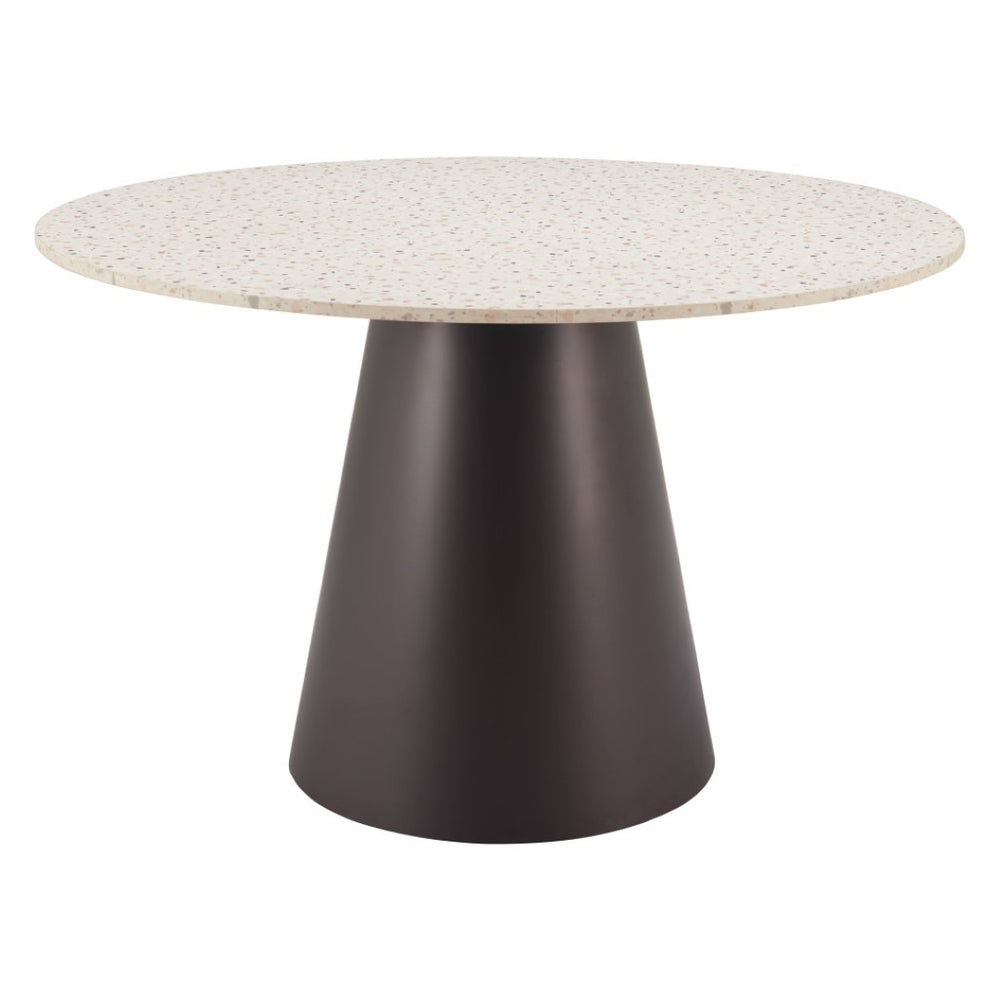 HomeRoots 48" Beige Round Dining Table with Steel Pedestal Base - Modern Elegance for Any Space, Seats 4! 572230