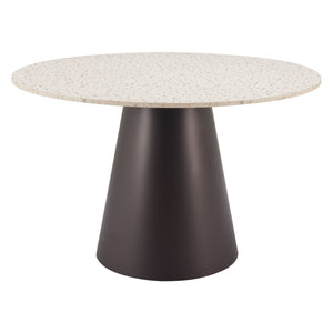 HomeRoots 48" Beige Round Dining Table with Steel Pedestal Base - Modern Elegance for Any Space, Seats 4! 572230