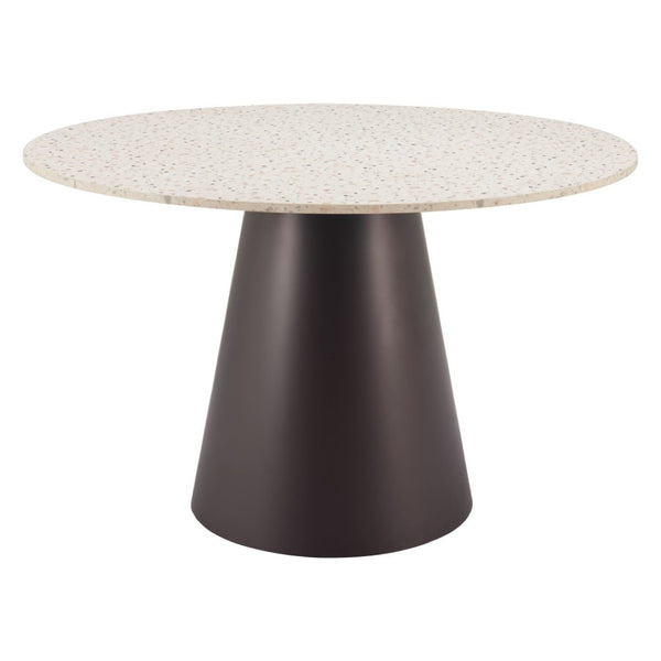HomeRoots 48" Beige Round Dining Table with Steel Pedestal Base - Modern Elegance for Any Space, Seats 4! 572230