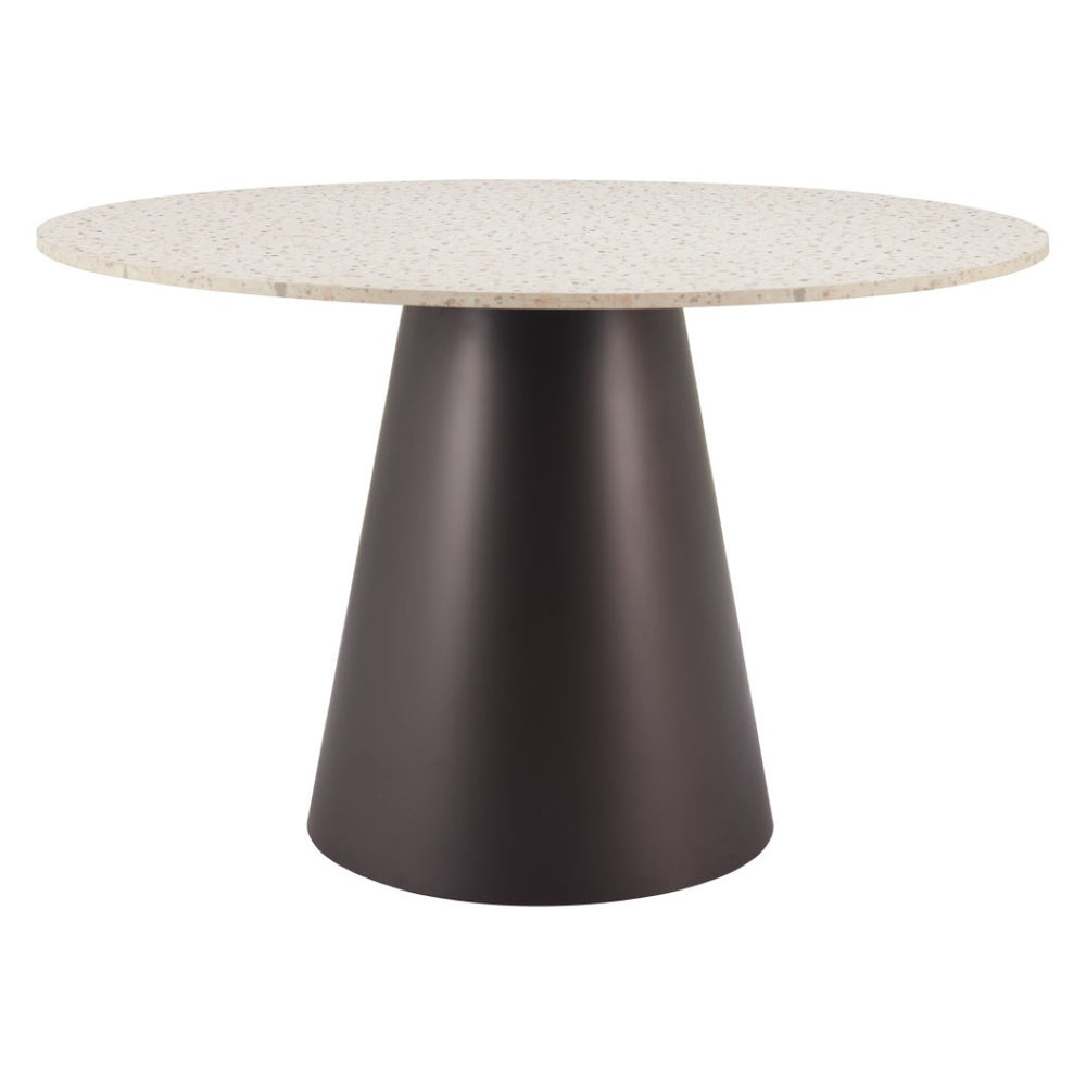 HomeRoots 48" Beige Round Dining Table with Steel Pedestal Base - Modern Elegance for Any Space, Seats 4! 572230