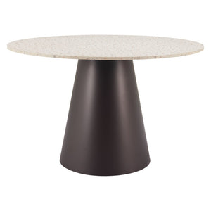 HomeRoots 48" Beige Round Dining Table with Steel Pedestal Base - Modern Elegance for Any Space, Seats 4! 572230