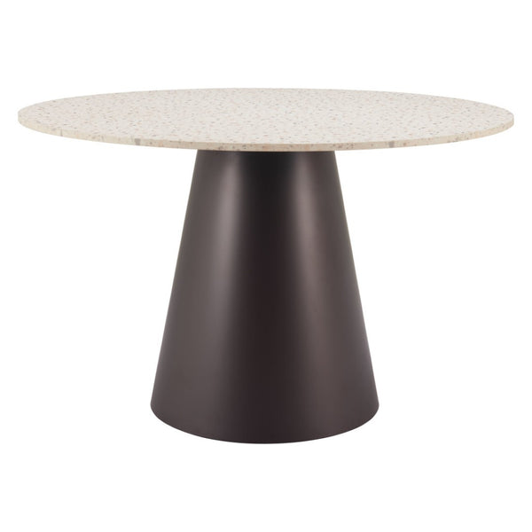 HomeRoots 48" Beige Round Dining Table with Steel Pedestal Base - Modern Elegance for Any Space, Seats 4! 572230