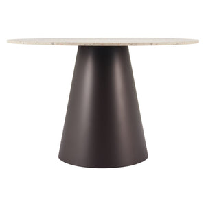HomeRoots 48" Beige Round Dining Table with Steel Pedestal Base - Modern Elegance for Any Space, Seats 4! 572230