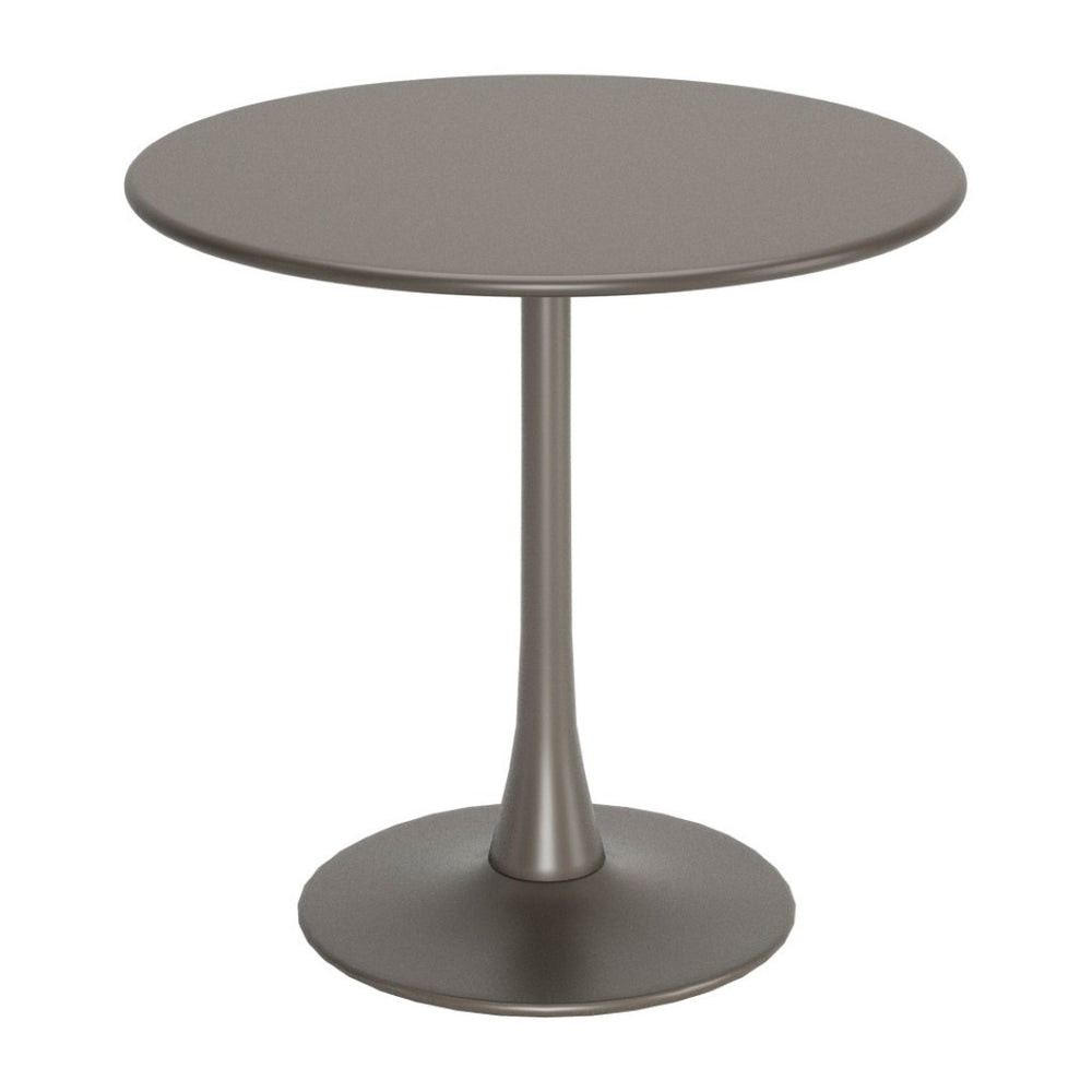 HomeRoots 32" Taupe Round Dining Table with Steel Pedestal Base - Modern Compact Design for Dining & Workspaces 572232