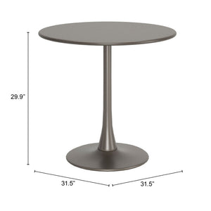 HomeRoots 32" Taupe Round Dining Table with Steel Pedestal Base - Modern Compact Design for Dining & Workspaces 572232