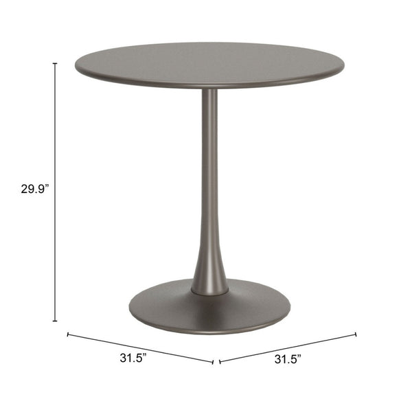 HomeRoots 32" Taupe Round Dining Table with Steel Pedestal Base - Modern Compact Design for Dining & Workspaces 572232