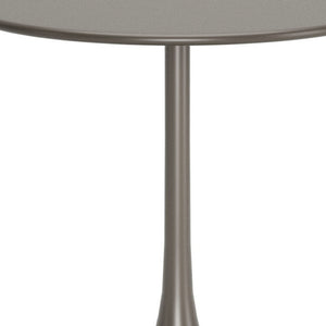 HomeRoots 32" Taupe Round Dining Table with Steel Pedestal Base - Modern Compact Design for Dining & Workspaces 572232