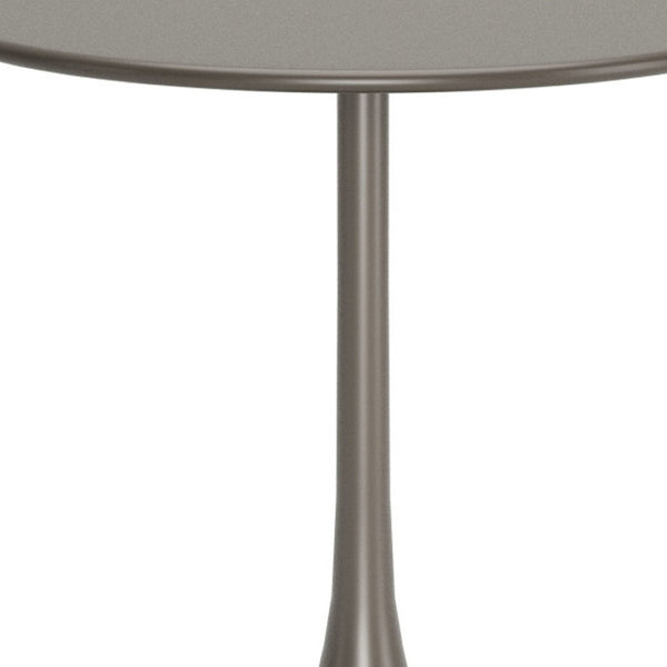 HomeRoots 32" Taupe Round Dining Table with Steel Pedestal Base - Modern Compact Design for Dining & Workspaces 572232
