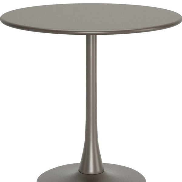 HomeRoots 32" Taupe Round Dining Table with Steel Pedestal Base - Modern Compact Design for Dining & Workspaces 572232