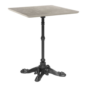 HomeRoots 24" Modern Gray and Black Square Dining Table with Pedestal Base for Compact Spaces and Dining 572236