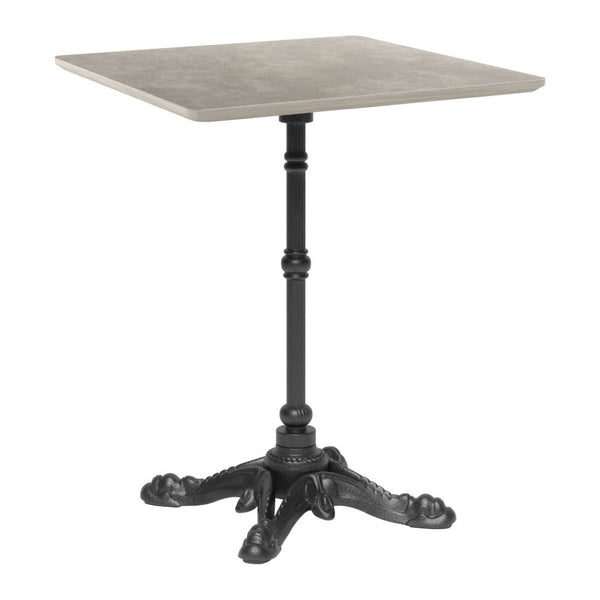 HomeRoots 24" Modern Gray and Black Square Dining Table with Pedestal Base for Compact Spaces and Dining 572236