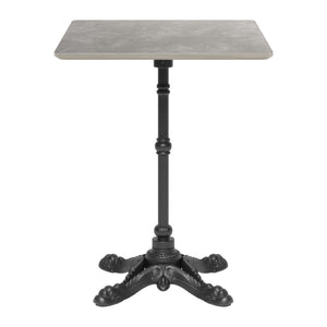 HomeRoots 24" Modern Gray and Black Square Dining Table with Pedestal Base for Compact Spaces and Dining 572236
