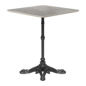 HomeRoots 24" Modern Gray and Black Square Dining Table with Pedestal Base for Compact Spaces and Dining 572236