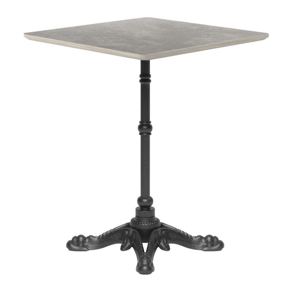 HomeRoots 24" Modern Gray and Black Square Dining Table with Pedestal Base for Compact Spaces and Dining 572236
