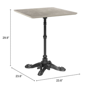 HomeRoots 24" Modern Gray and Black Square Dining Table with Pedestal Base for Compact Spaces and Dining 572236