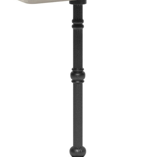 HomeRoots 24" Modern Gray and Black Square Dining Table with Pedestal Base for Compact Spaces and Dining 572236