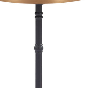 HomeRoots 24" Modern Gray and White Round Dining Table with Sleek Black Aluminum Pedestal Base for Small Spaces 572237