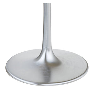 HomeRoots 48" Gray and Silver Marble Round Dining Table with Aluminum Pedestal Base for Modern Elegance 572238