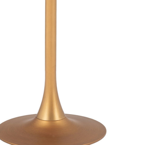 HomeRoots 24" Chic Beige and Gold Square Dining Table with Pedestal Base - Perfect for Small Spaces & Modern Homes 572239