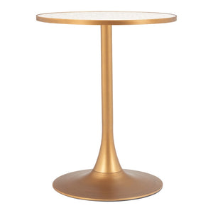 HomeRoots 24" Beige Faux-Terrazzo Round Dining Table with Gold Steel Base - Chic, Compact & Versatile Design 572240