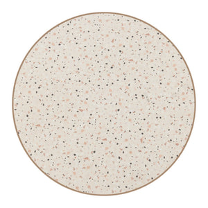 HomeRoots 24" Beige Faux-Terrazzo Round Dining Table with Gold Steel Base - Chic, Compact & Versatile Design 572240
