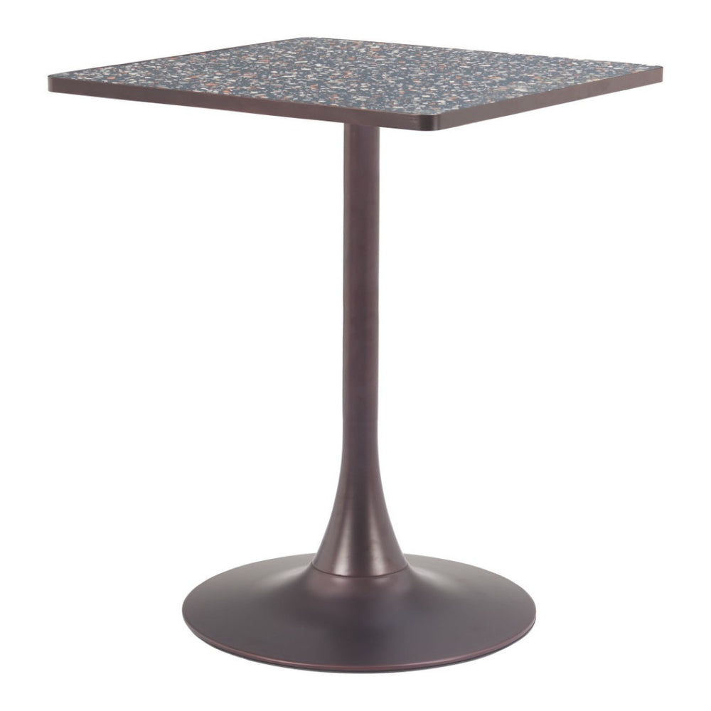 HomeRoots 24" Modern Black Steel Pedestal Base Square Dining Table - Stylish, Space-Saving Design for Any Room 572242