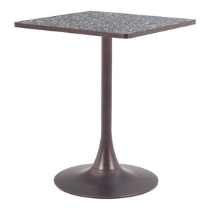 HomeRoots 24" Modern Black Steel Pedestal Base Square Dining Table - Stylish, Space-Saving Design for Any Room 572242