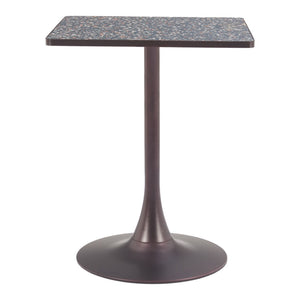 HomeRoots 24" Modern Black Steel Pedestal Base Square Dining Table - Stylish, Space-Saving Design for Any Room 572242