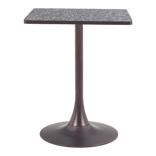 HomeRoots 24" Modern Black Steel Pedestal Base Square Dining Table - Stylish, Space-Saving Design for Any Room 572242