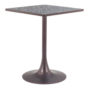 HomeRoots 24" Modern Black Steel Pedestal Base Square Dining Table - Stylish, Space-Saving Design for Any Room 572242